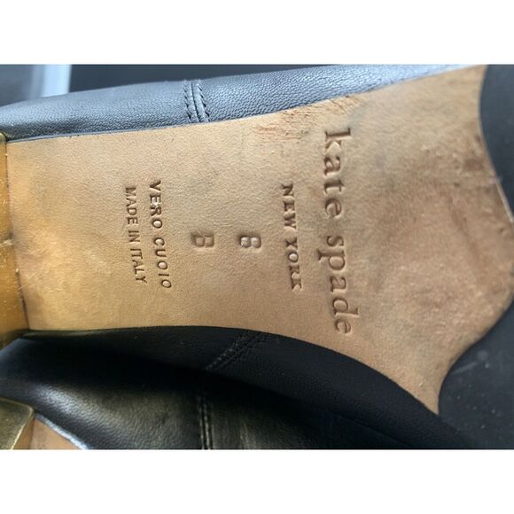 Kate Spade Tavie Knee High Boots Size 8 Square Toe Gold Heel - Picture 12 of 12